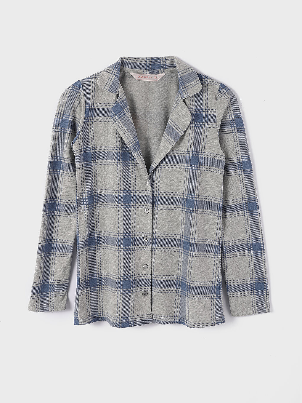 Collared Neck Plaid Women's Pyjama Set-1