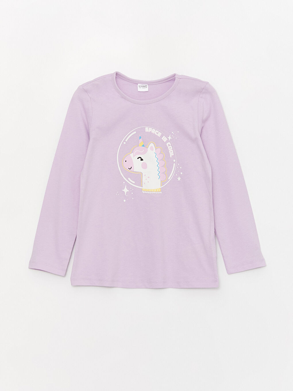 Lila Bisiklet Yaka Kız Çocuk Pijama Üst