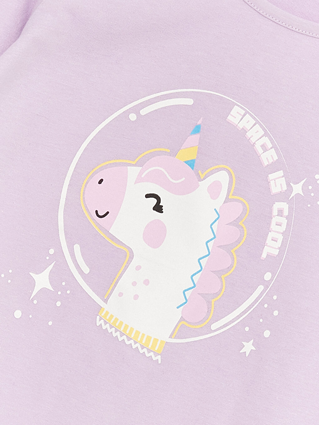 Lila Bisiklet Yaka Kız Çocuk Pijama Üst-2