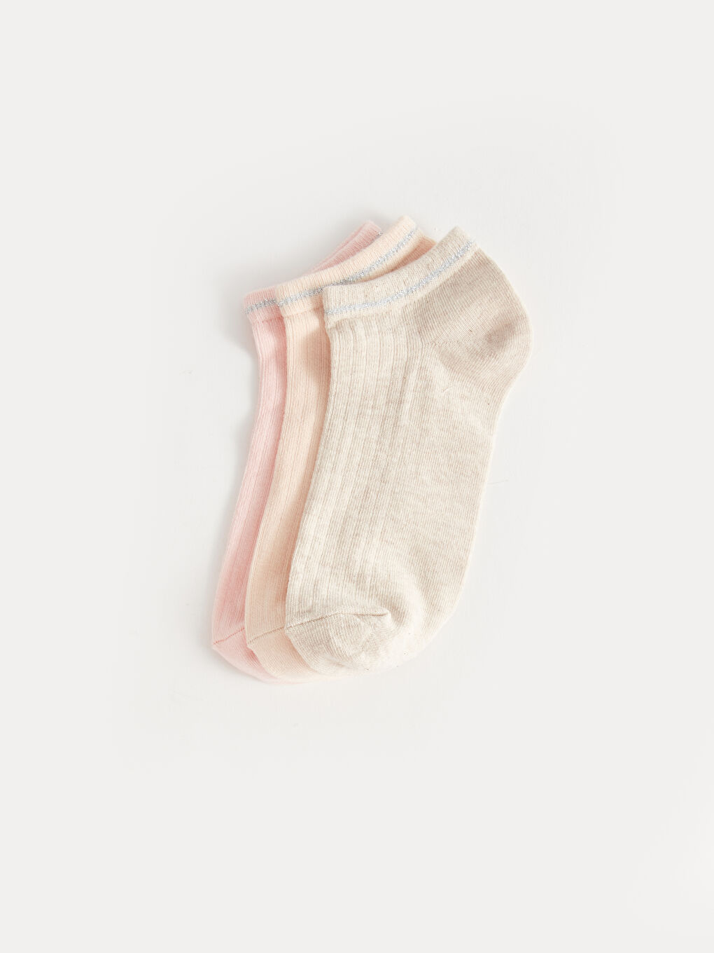 Bej Desenli Kadın Patik Çorap 3'lü-1