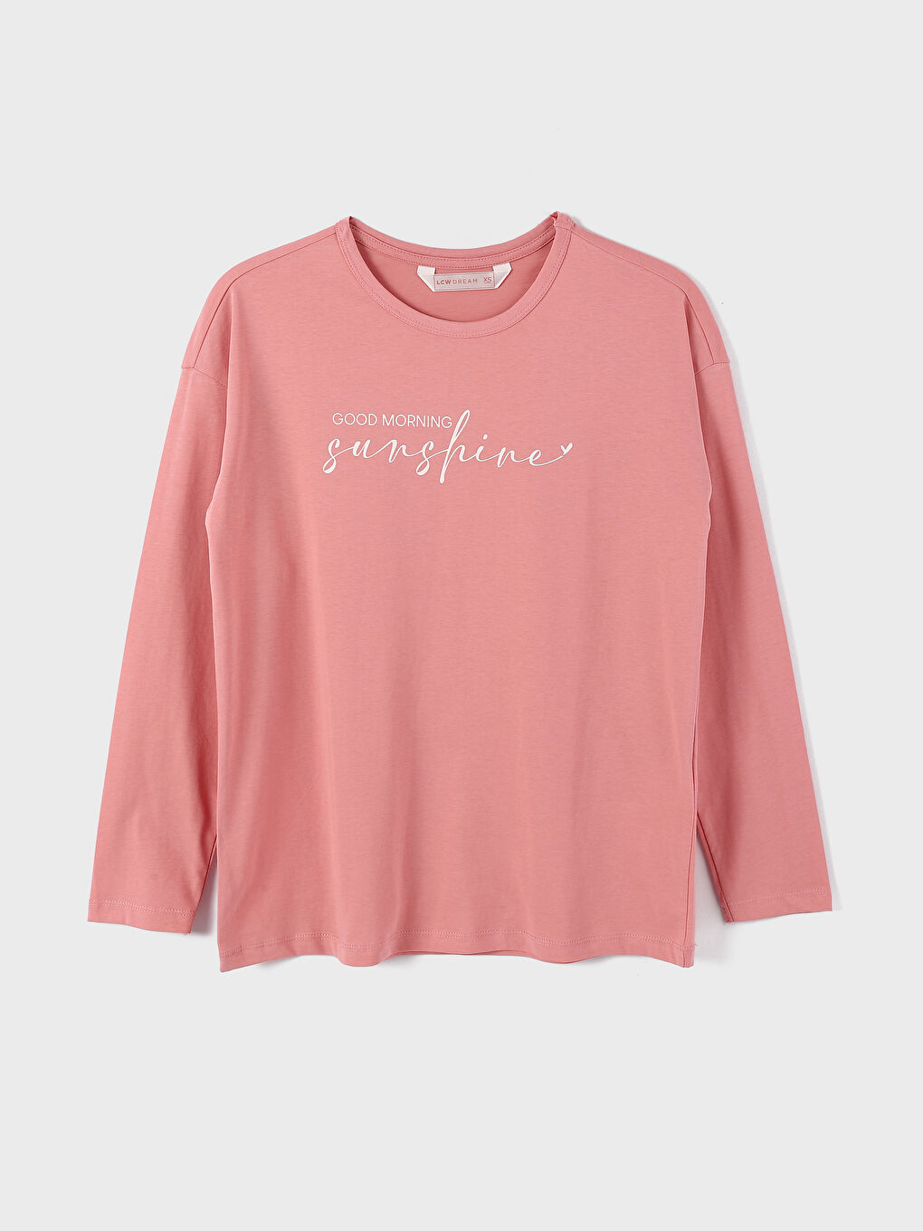 طقم بيجامة كم طويل مطبوع بياقة دائرية للسيدات-1