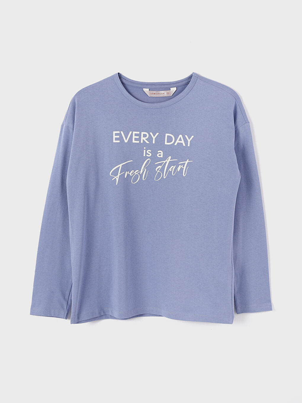 طقم بيجامة كم طويل مطبوع بياقة دائرية للسيدات-1