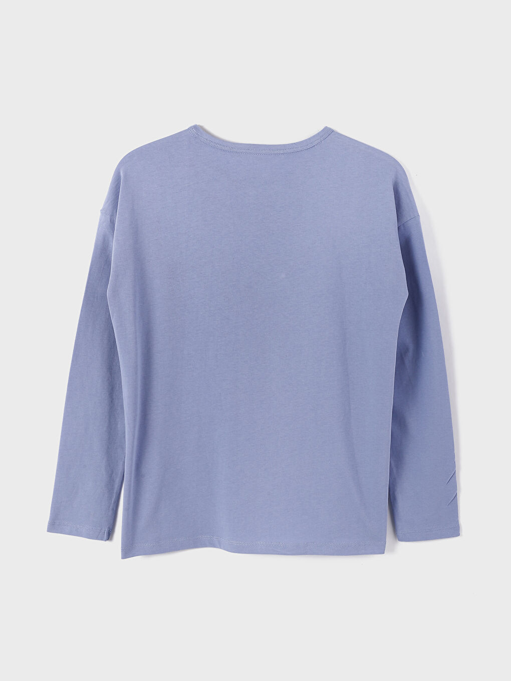 طقم بيجامة كم طويل مطبوع بياقة دائرية للسيدات-2