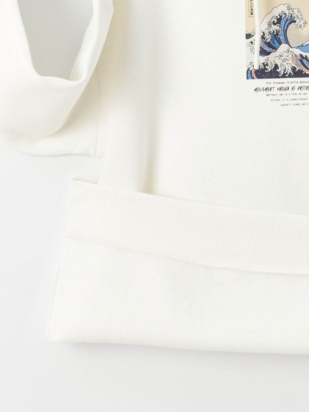 Ekru Baskılı Oversize Kadın Kalın Hoodie-6