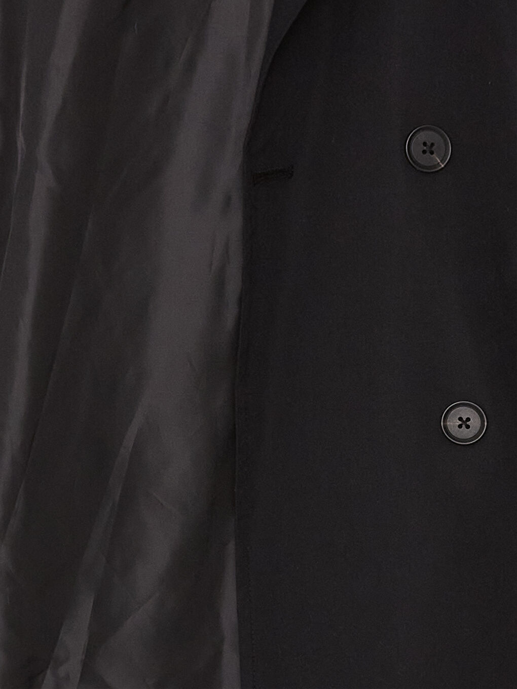 Siyah Ceket Yaka Düz Uzun Kollu Kadın Trençkot-8