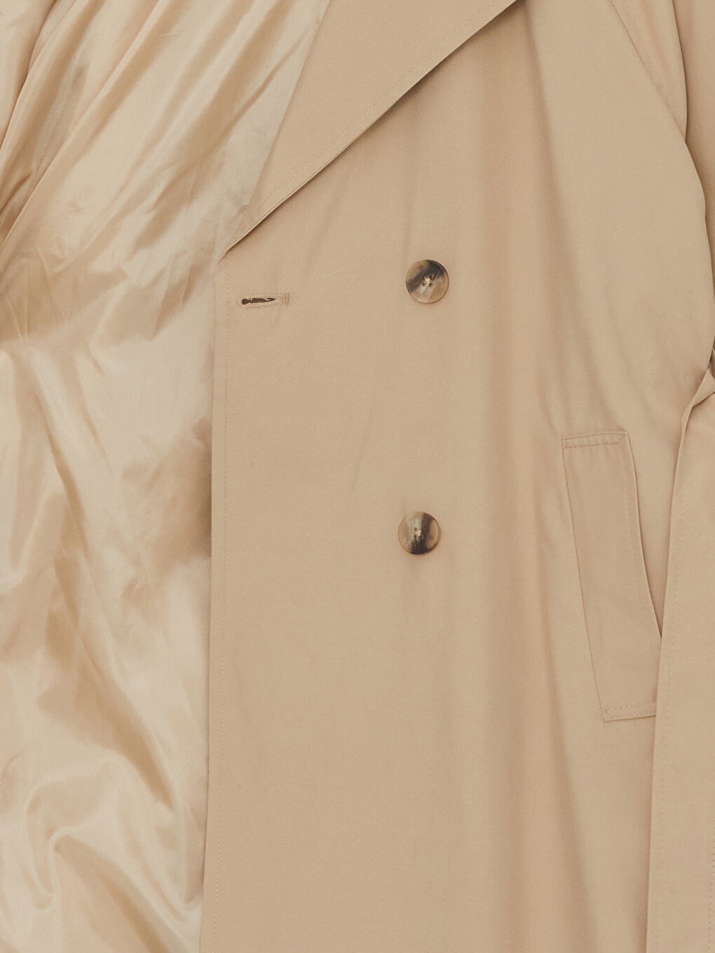 Bej Ceket Yaka Düz Uzun Kollu Kadın Trençkot-9