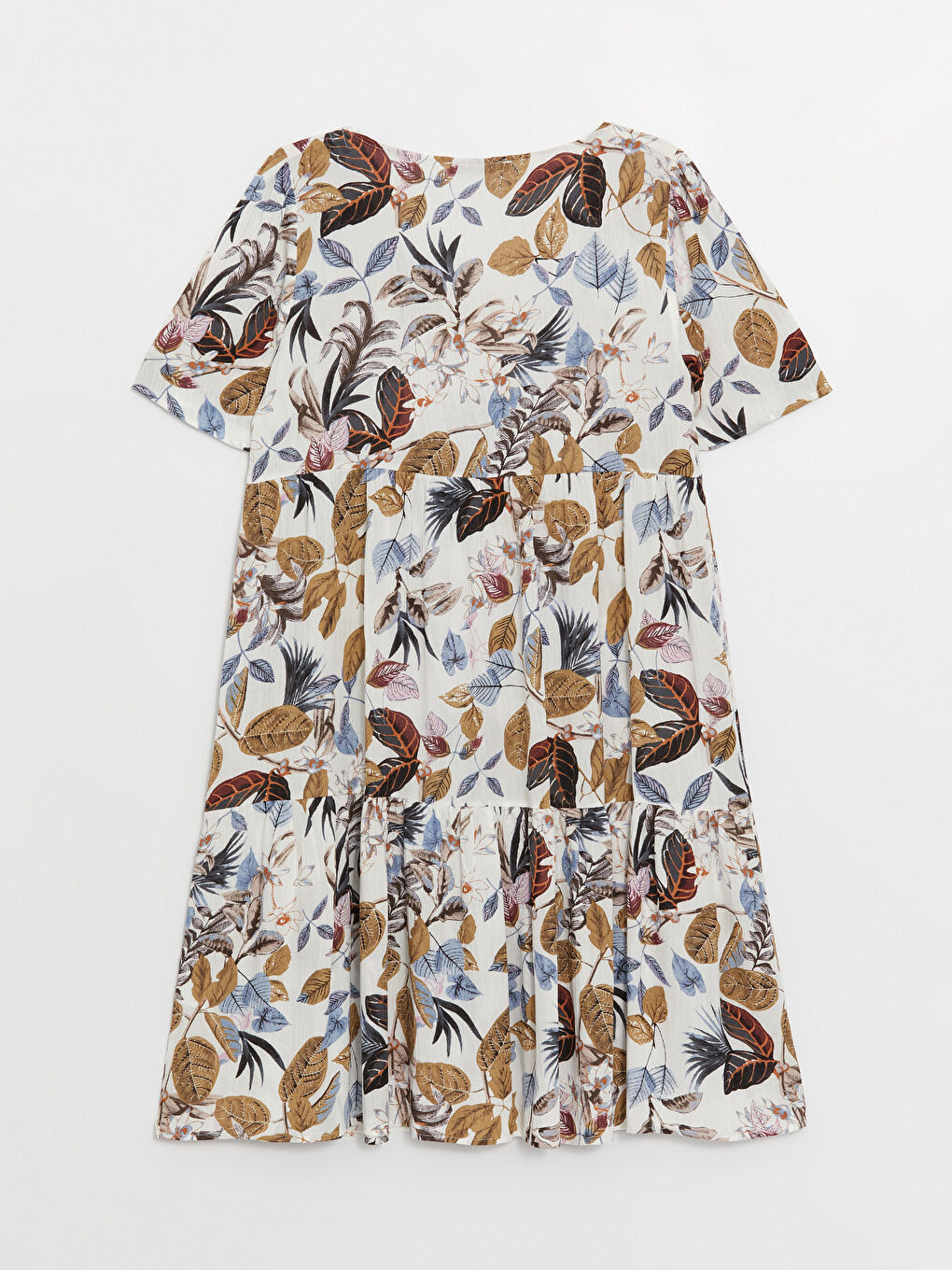 Karışık V Yaka Çiçekli Kısa Kollu Kadın Elbise-6