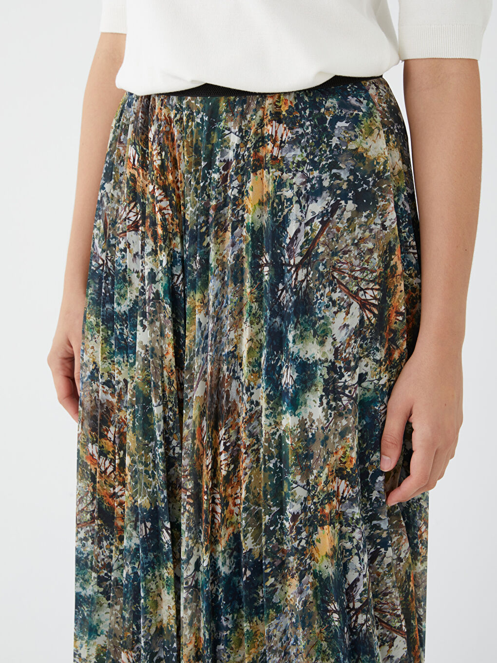 Karışık Beli Lastikli Rahat Kalıp Desenli Kadın Etek-2