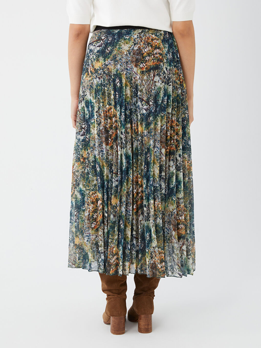 Karışık Beli Lastikli Rahat Kalıp Desenli Kadın Etek-4