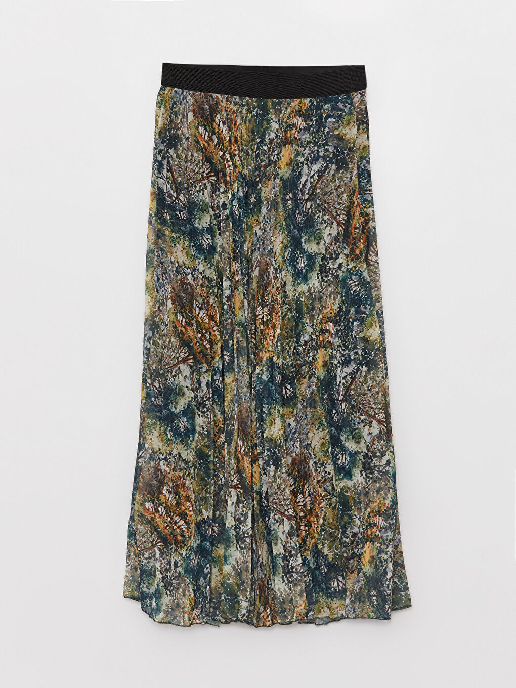 Karışık Beli Lastikli Rahat Kalıp Desenli Kadın Etek-5