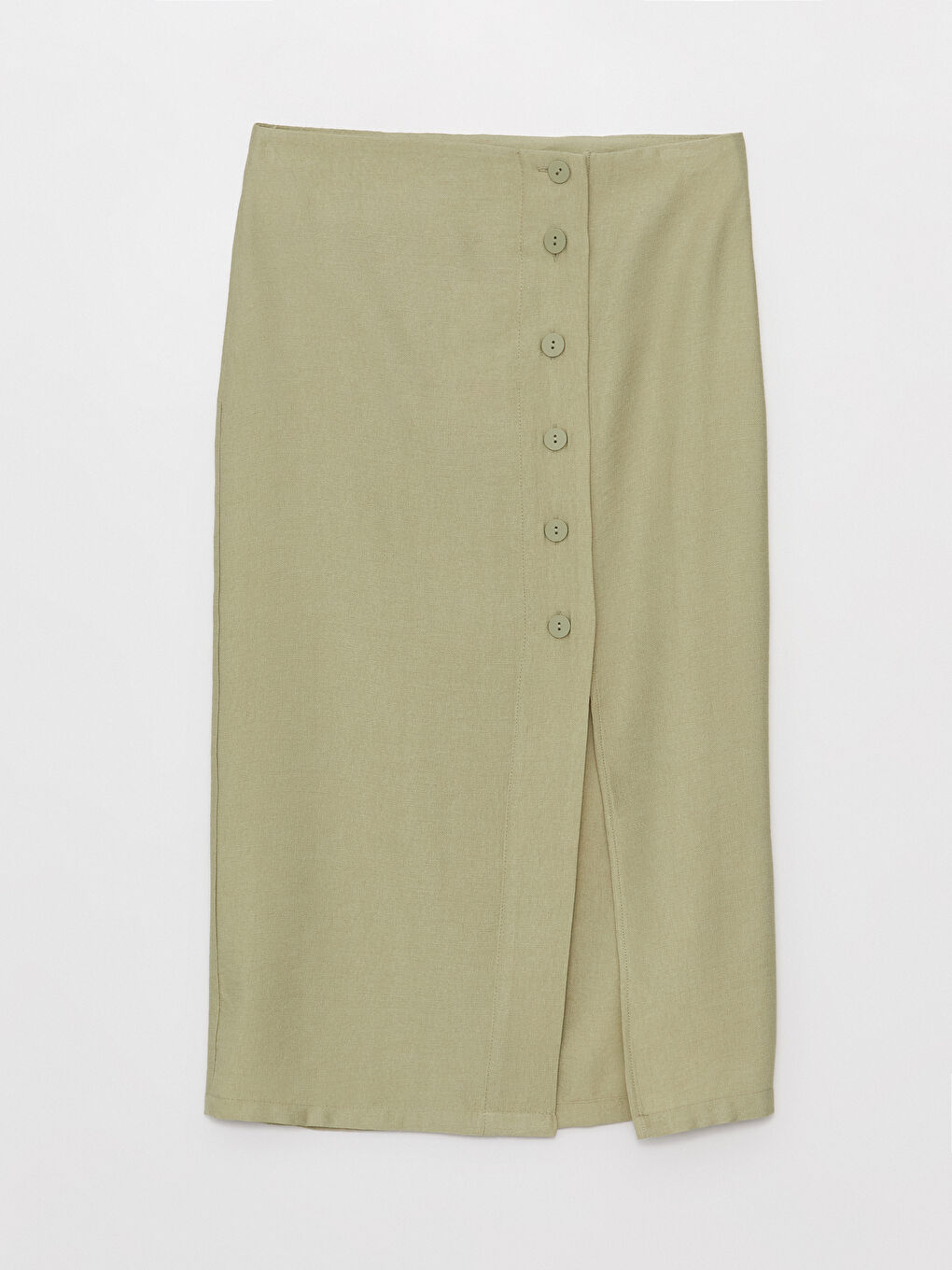 Haki Kadın Rahat Kalıp Düz Etek-4