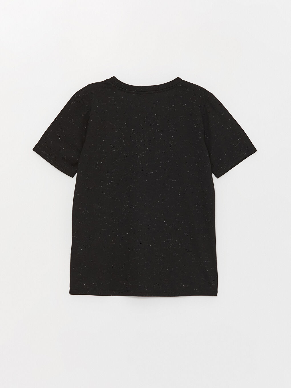 Siyah Bisiklet Yaka Baskılı Kısa Kollu Kadın Tişört-6