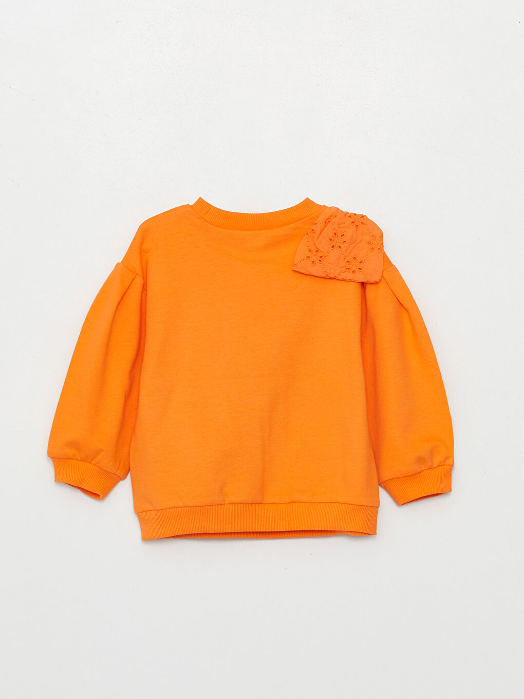 Crew Neck Bow Detailed Long Sleeve Baby Girl Sweatshirt-1