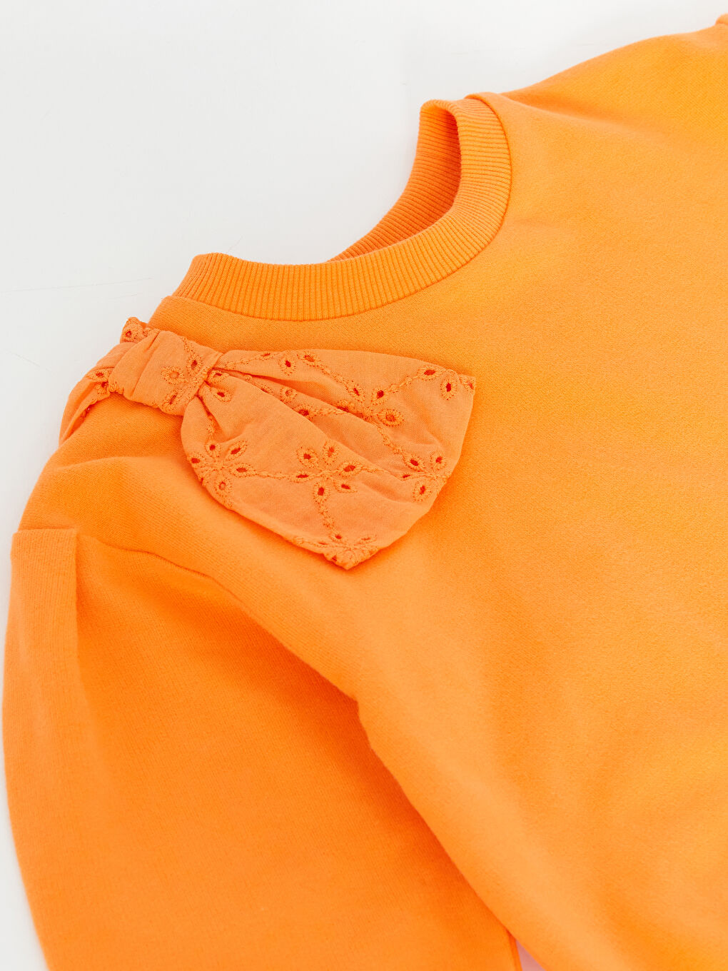 Crew Neck Bow Detailed Long Sleeve Baby Girl Sweatshirt-2