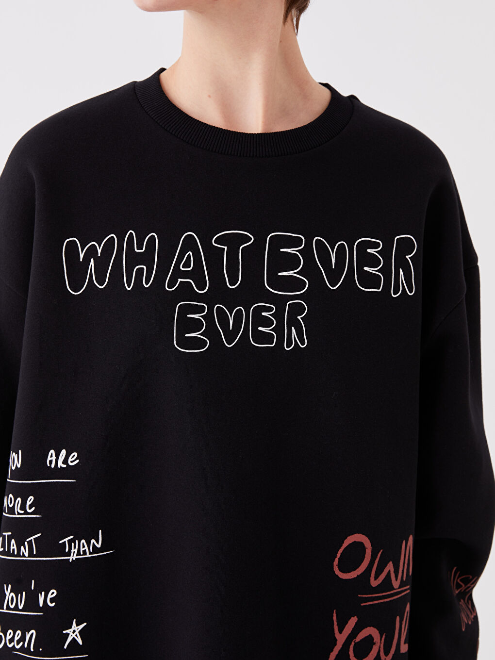 Crew Neck Printed Oversize Women's Thick Sweatshirt-3