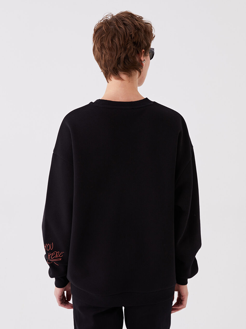 Crew Neck Printed Oversize Women's Thick Sweatshirt-4