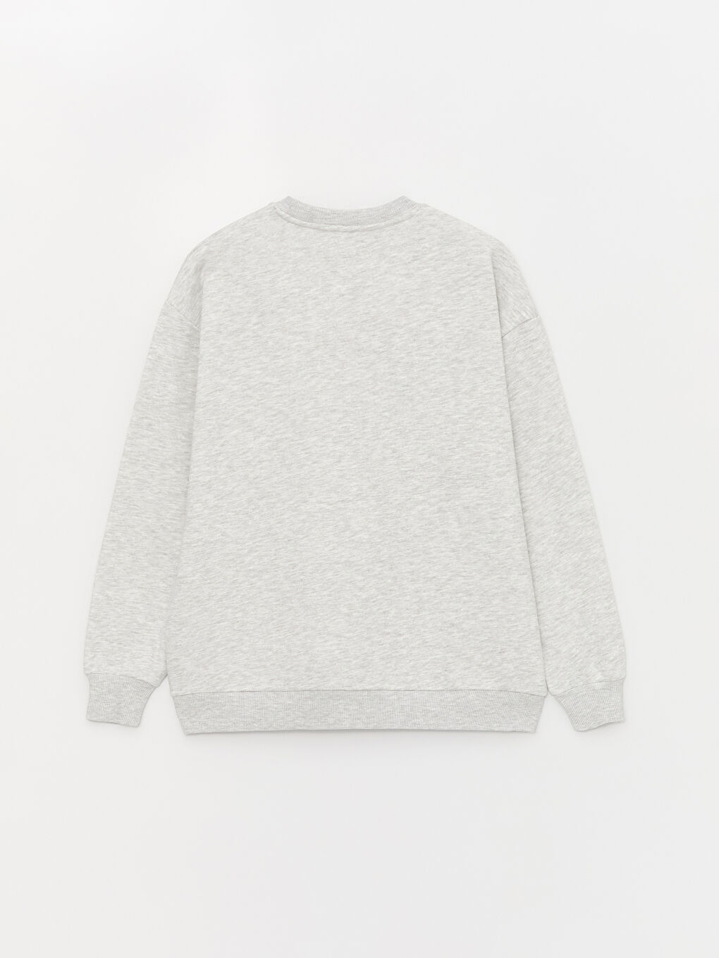 Gri Bisiklet Yaka Baskılı Oversize Kadın Kalın Sweatshirt-6