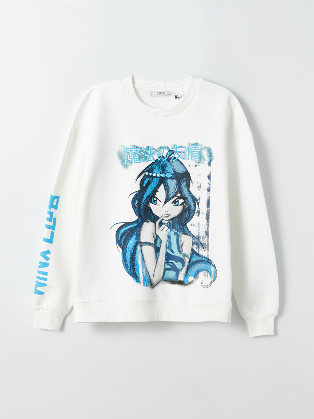 XSIDE Ekru Bisiklet Yaka Winx Club Baskılı Oversize Kadın Kalın Sweatshirt - 4