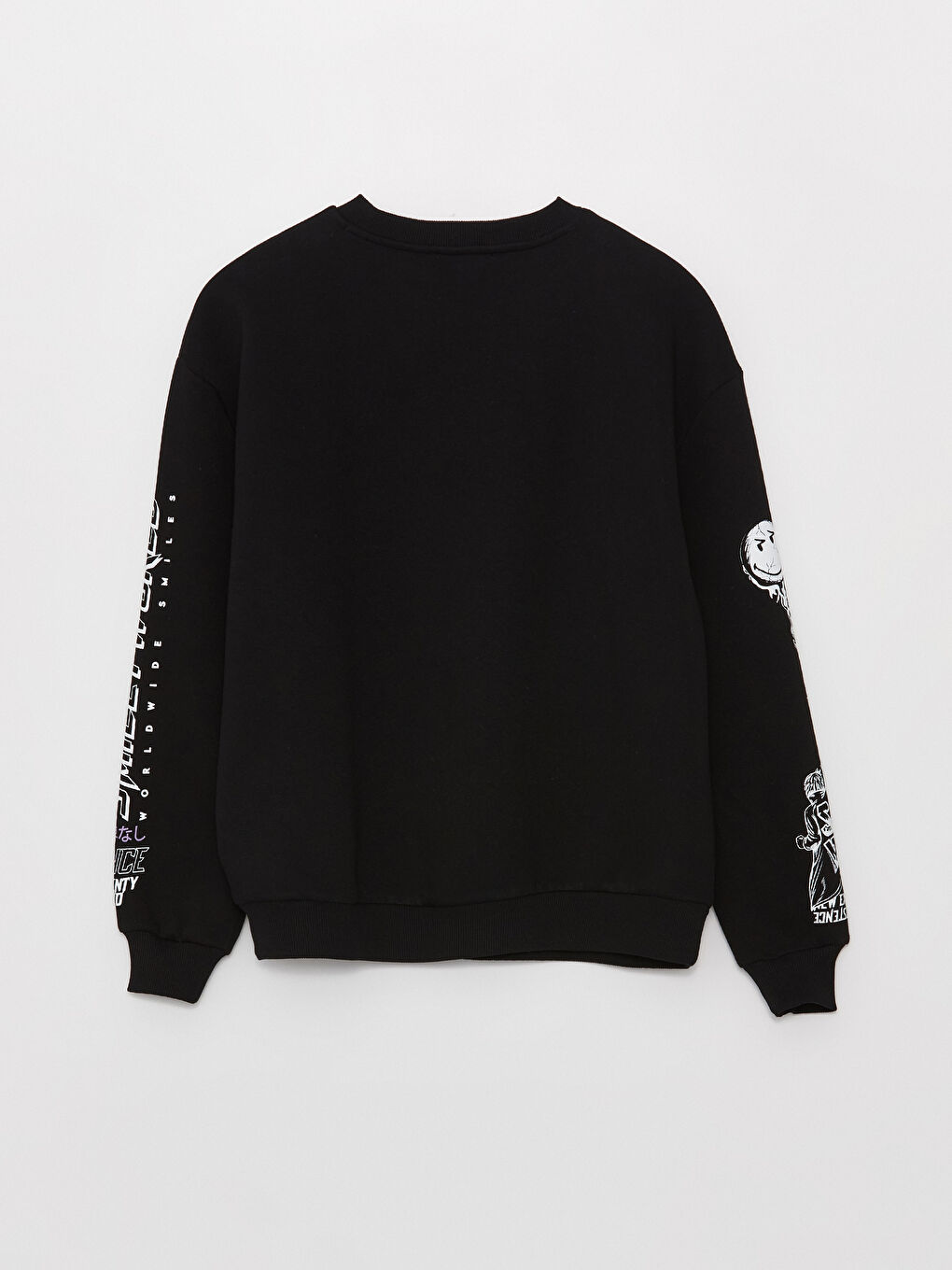 XSIDE Yeni Siyah Bisiklet Yaka Baskılı Oversize Kadın Kalın Sweatshirt - 7