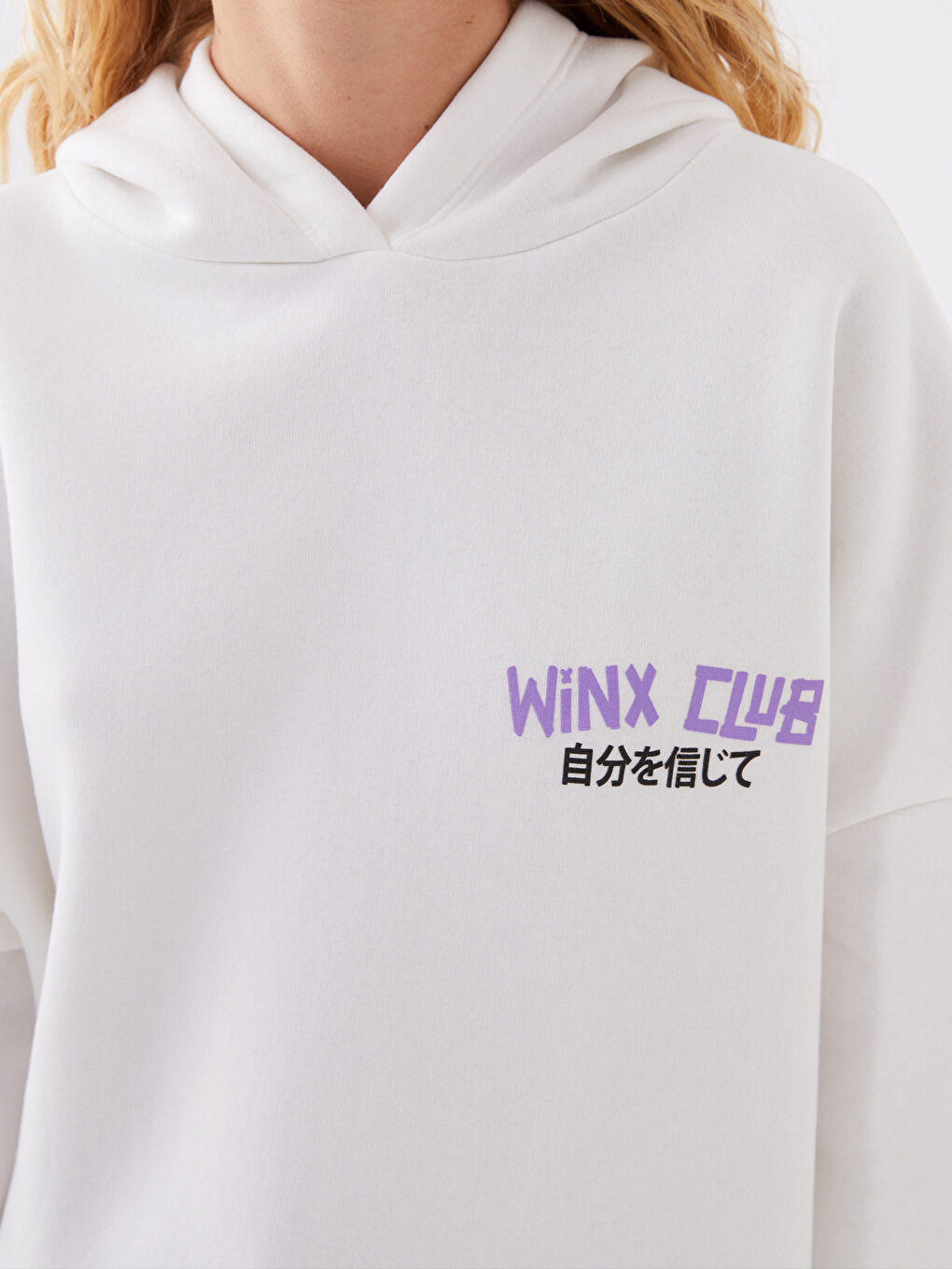 XSIDE Ekru Winx Club Baskılı Oversize Kadın Kalın Hoodie - 3