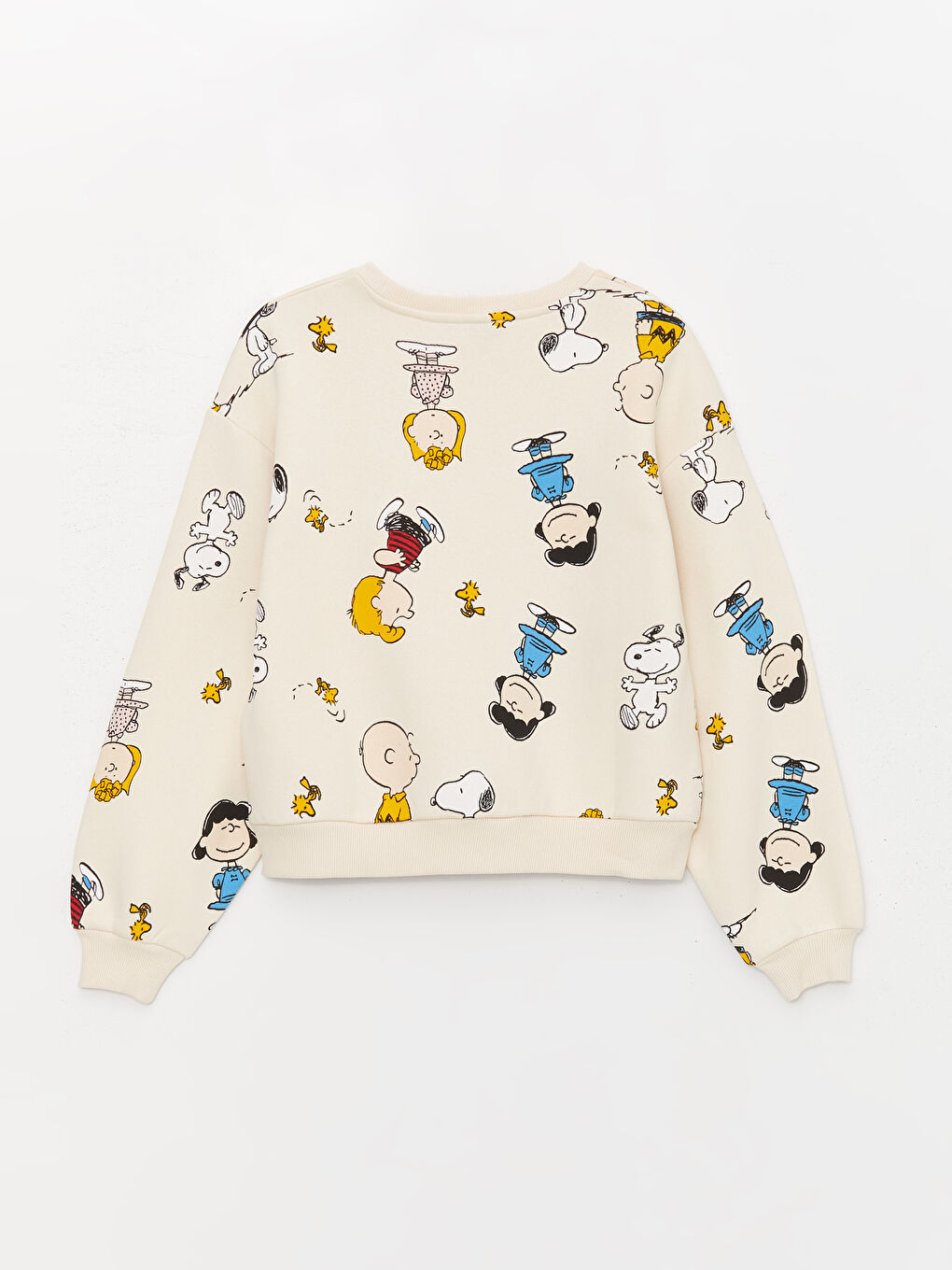 XSIDE Açık Bej Bisiklet Yaka Snoopy Baskılı Kadın Kalın Sweatshirt - 6