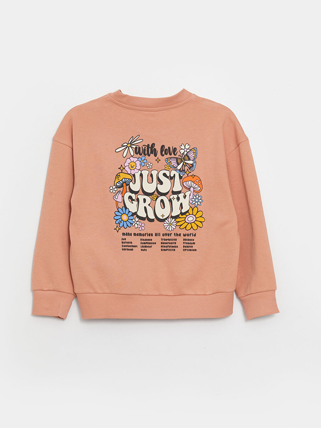 LCW Kids Pembe Bisiklet Yaka Baskılı Uzun Kollu Kız Çocuk Sweatshirt ve Eşofman Altı - 2