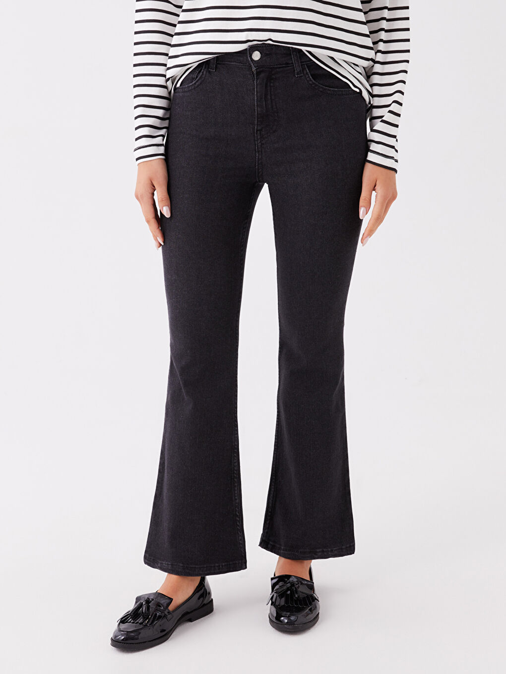 Siyah Mars Flare Kadın Jean Pantolon-2