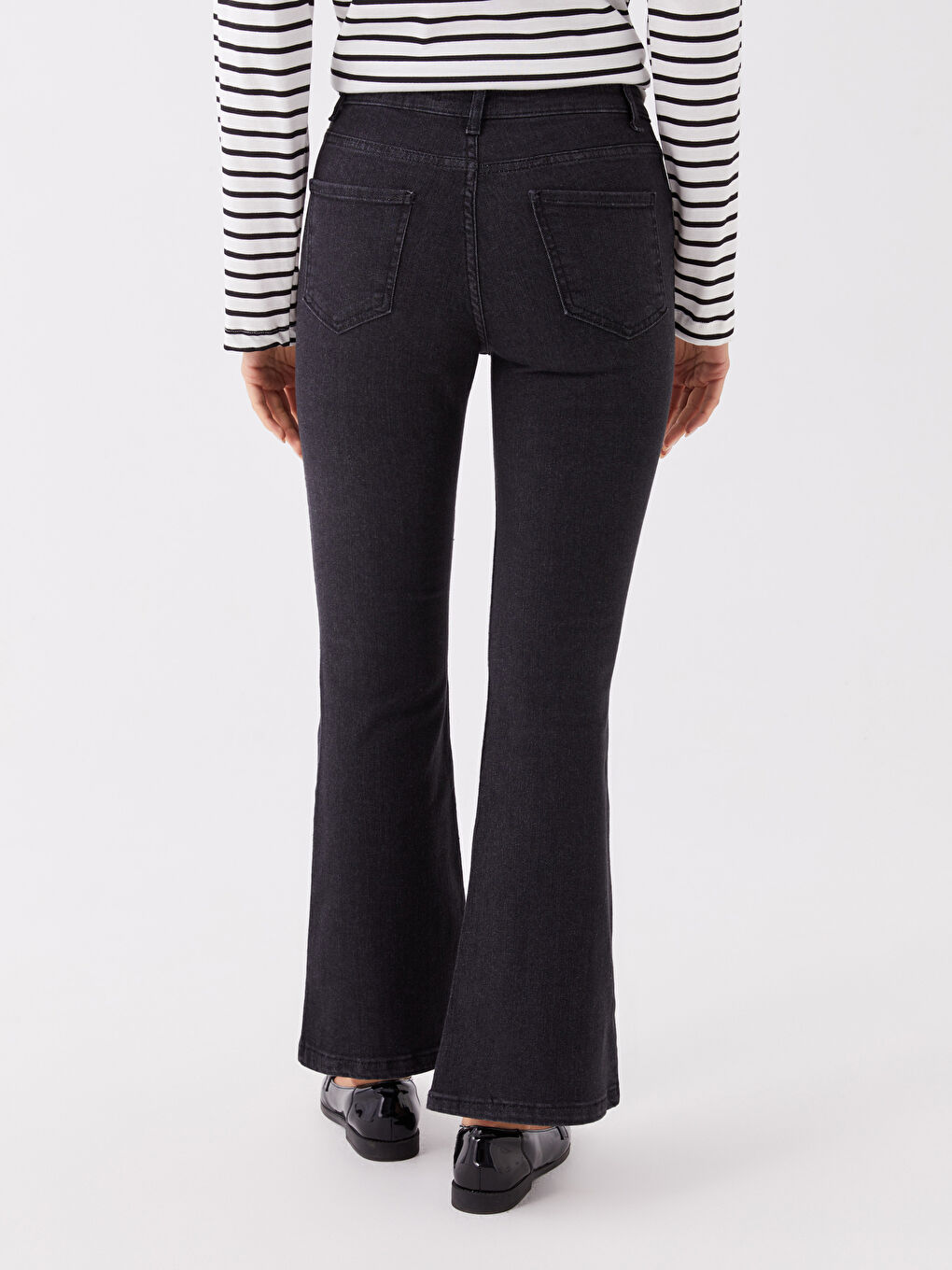 Siyah Mars Flare Kadın Jean Pantolon-3