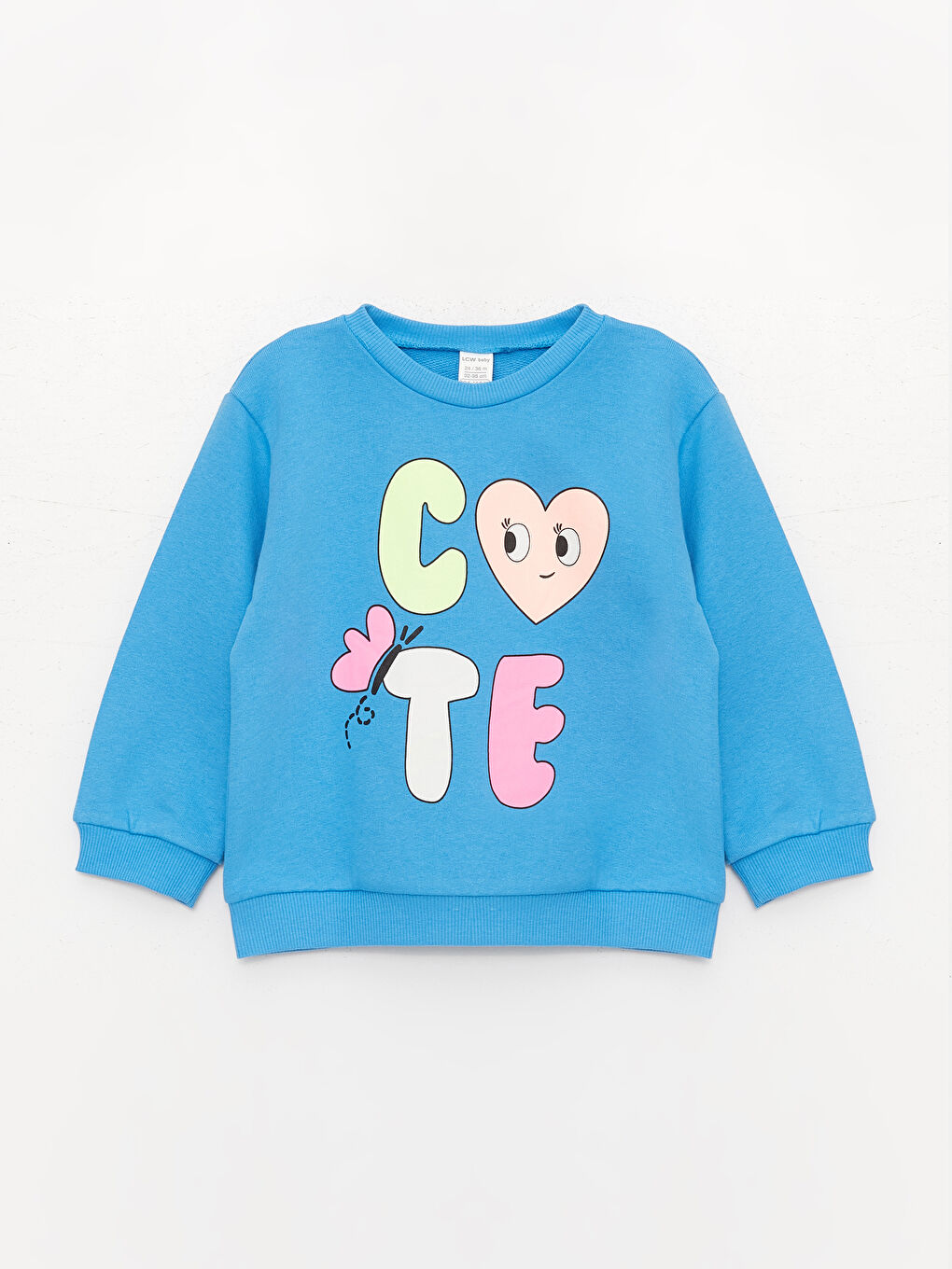 Ekru Bisiklet Yaka Baskılı Kız Bebek Sweatshirt 3'lü-1