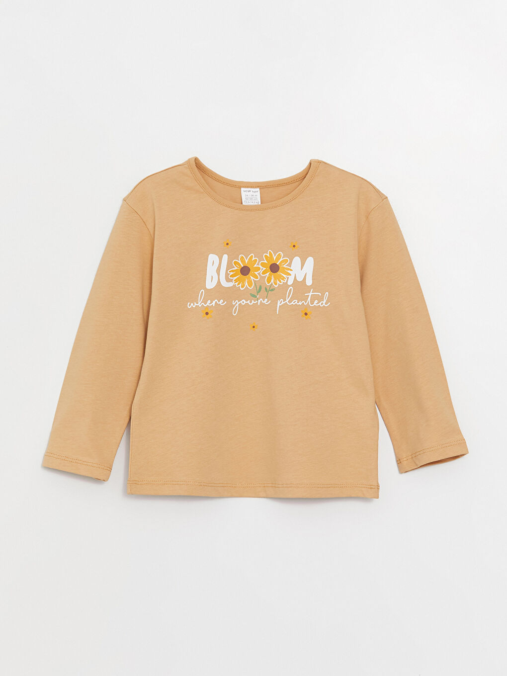 Crew Neck Long Sleeve Printed Baby Girl T-Shirt, Pack of 3-4