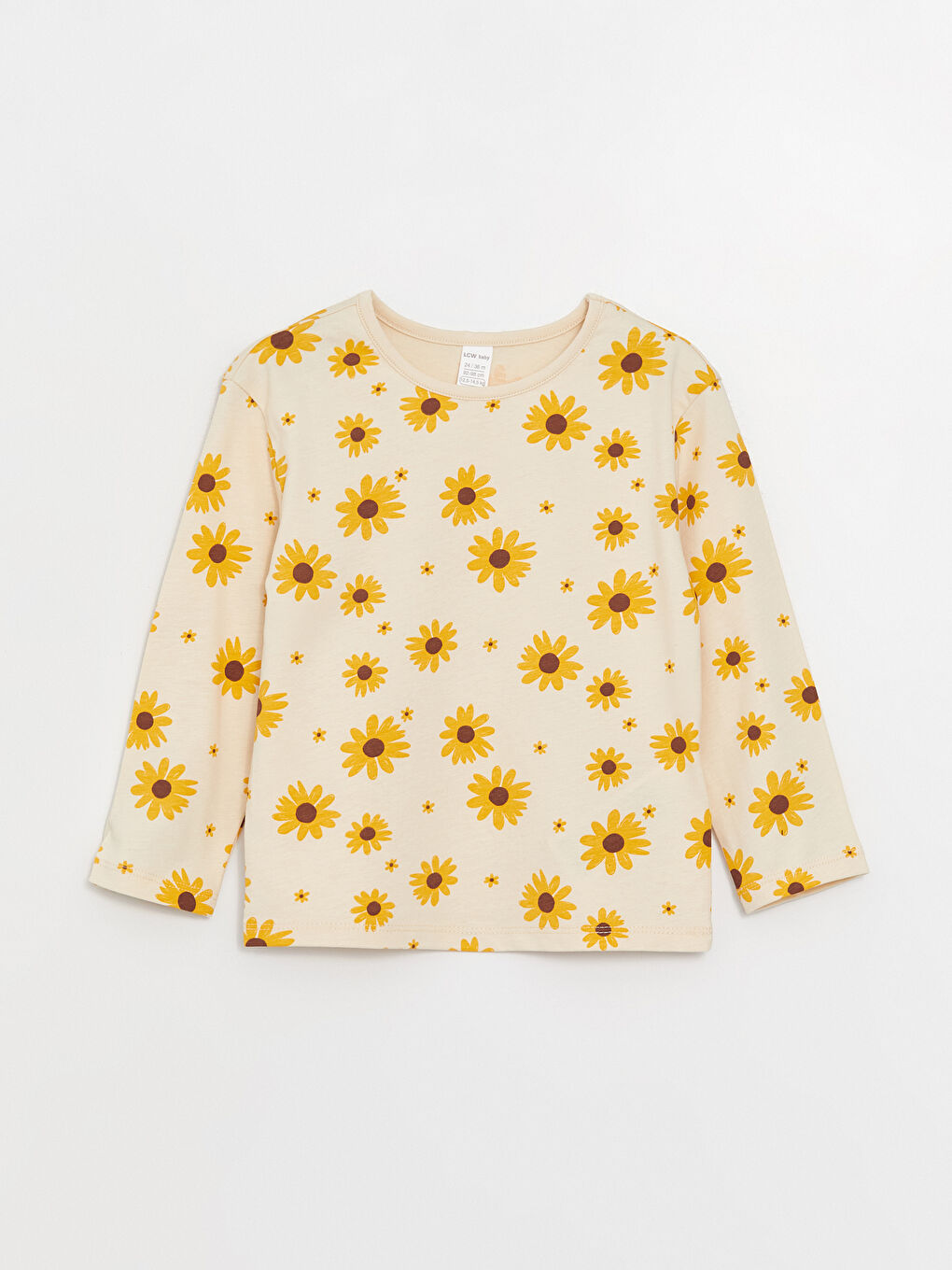 Crew Neck Long Sleeve Printed Baby Girl T-Shirt, Pack of 3-7