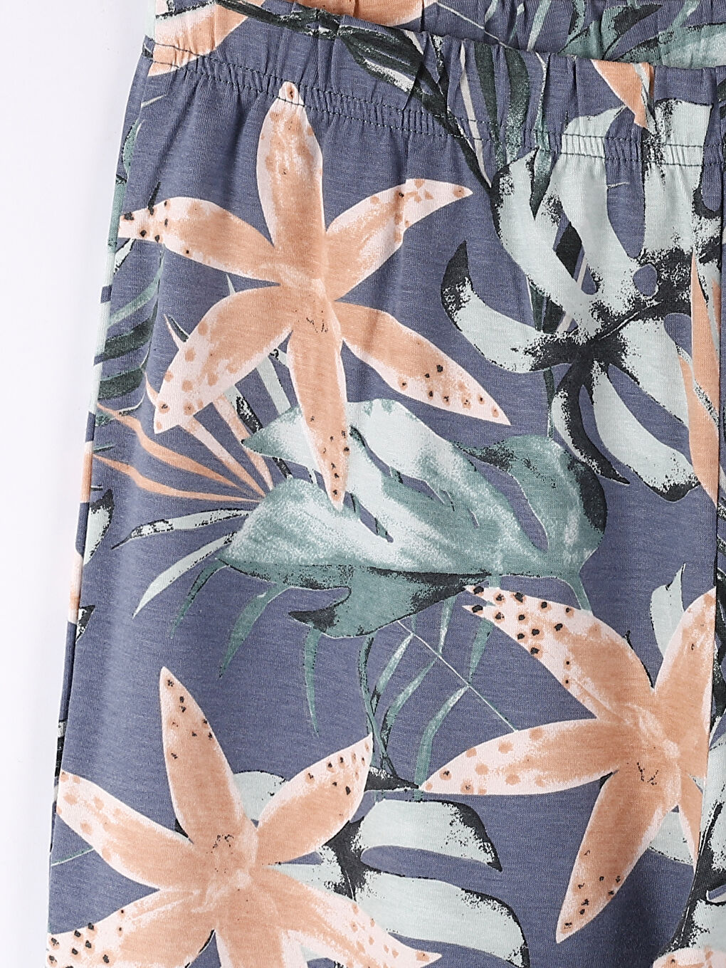 قيعان بيجامة نسائية بنقشة وخصر مرن-2