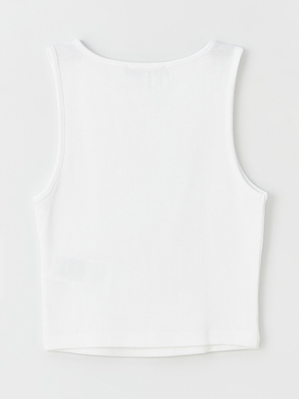 Beyaz Kadın Bisiklet Yaka Düz Crop-6