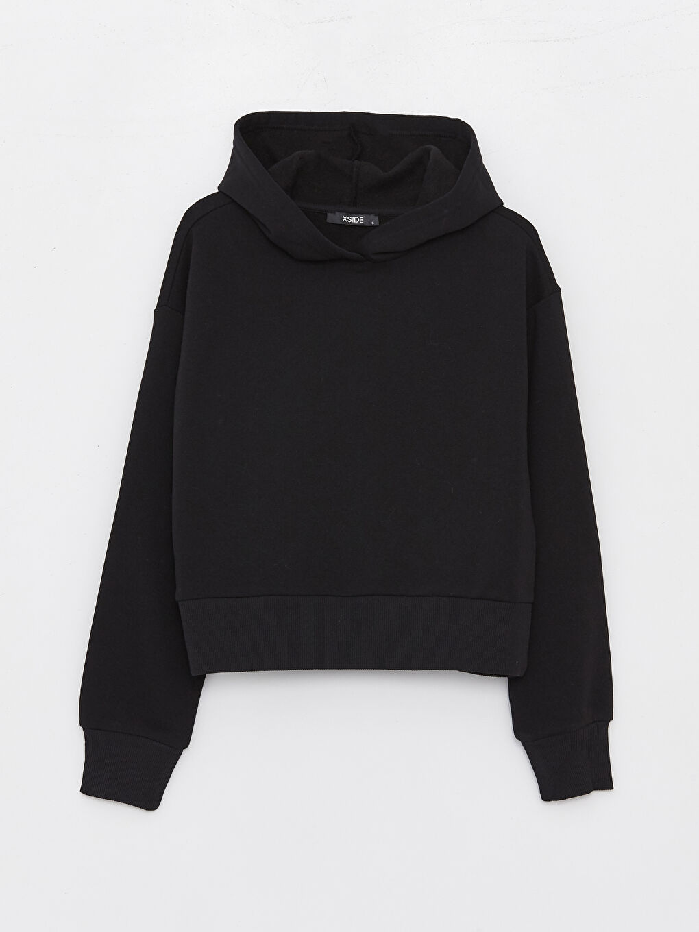 XSIDE Yeni Siyah Düz Oversize Kadın Hoodie - 5