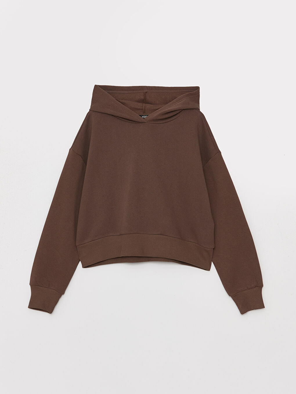 XSIDE Koyu Kahverengi Düz Oversize Kadın Hoodie - 5