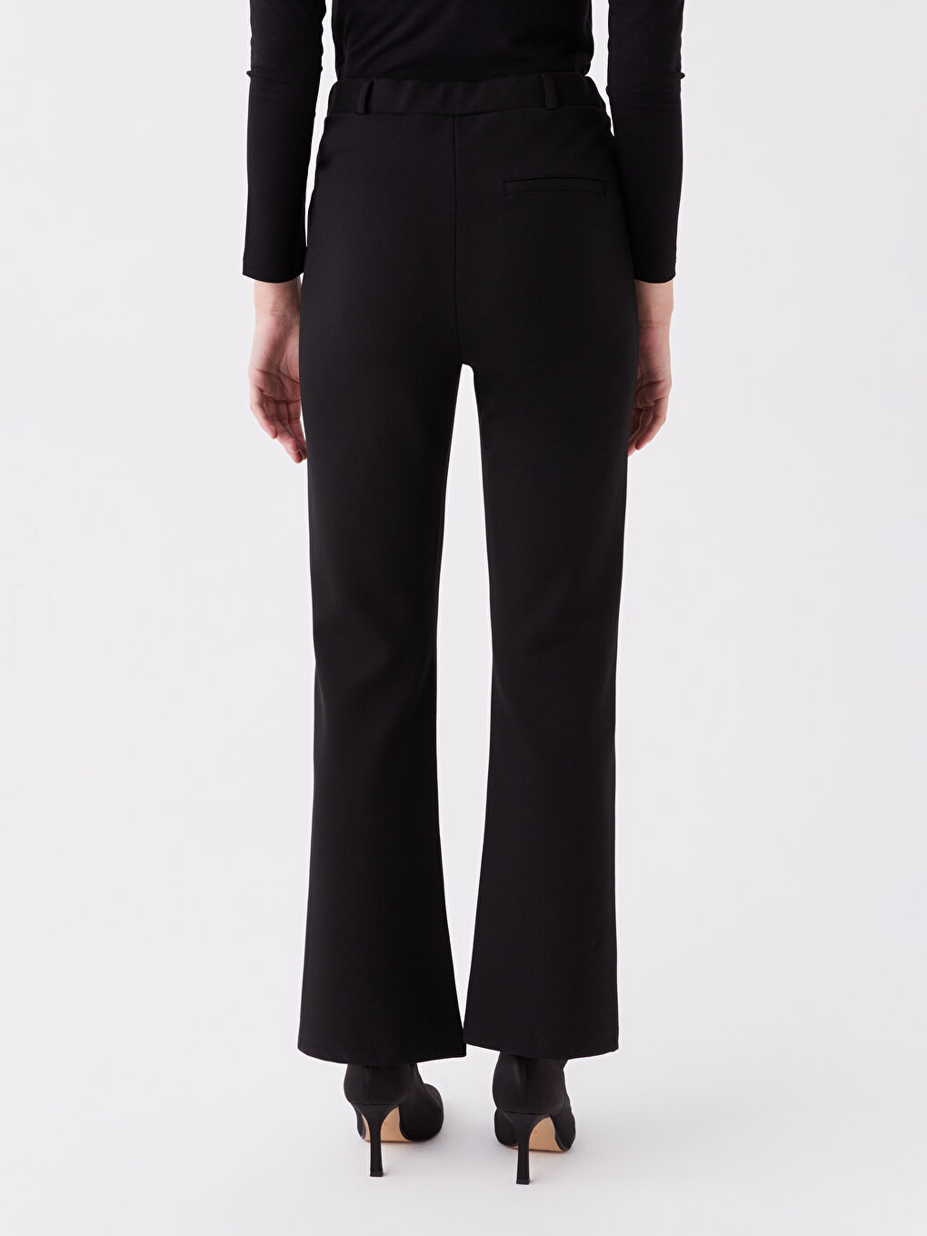 Siyah Kadın Dar Fit Düz Pantolon-3