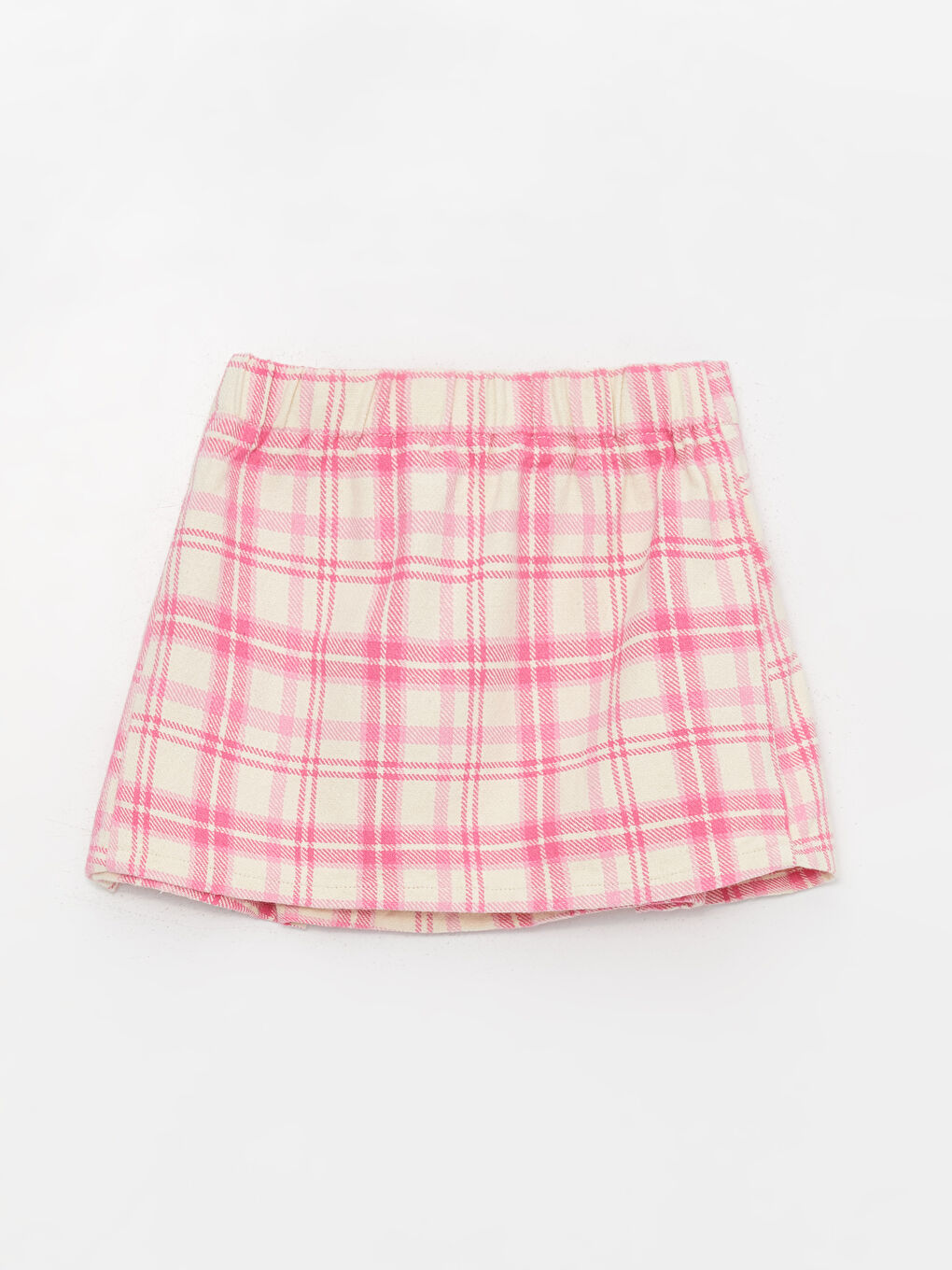 Pembe Beli Lastikli Ekose Desenli Kız Bebek Etek ve Külotlu Çorap 2'li Takım-3