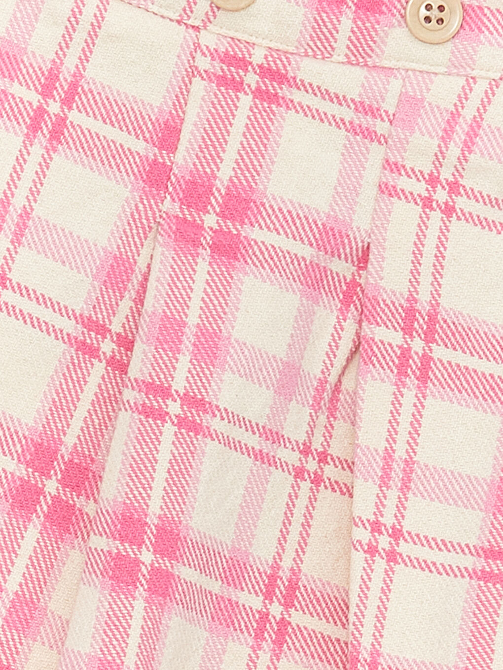 Pembe Beli Lastikli Ekose Desenli Kız Bebek Etek ve Külotlu Çorap 2'li Takım-4