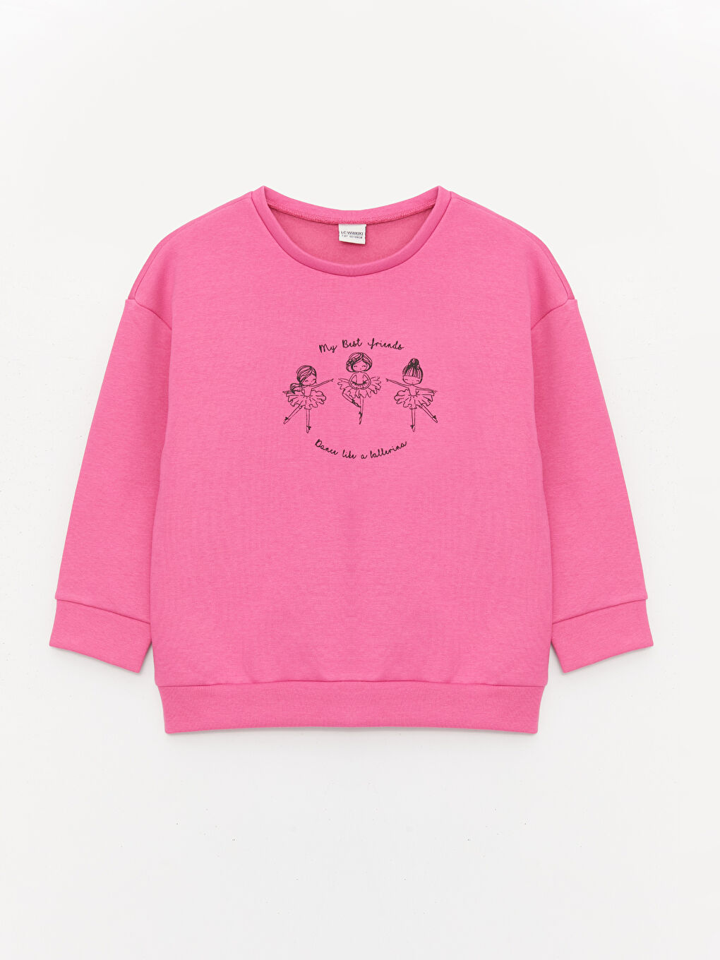 Pembe Bisiklet Yaka Baskılı Uzun Kollu Kız Çocuk Sweatshirt-3