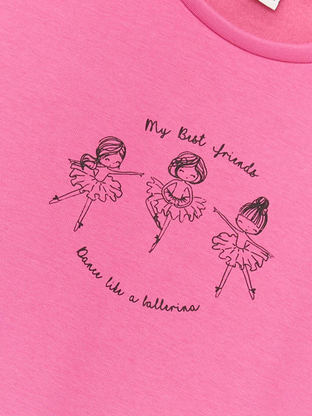 Pembe Bisiklet Yaka Baskılı Uzun Kollu Kız Çocuk Sweatshirt-5