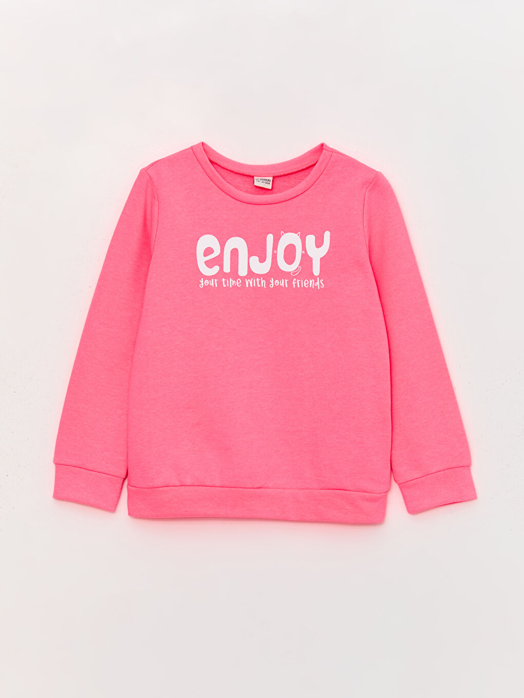 Pembe Bisiklet Yaka Baskılı Uzun Kollu Kız Çocuk Sweatshirt-3