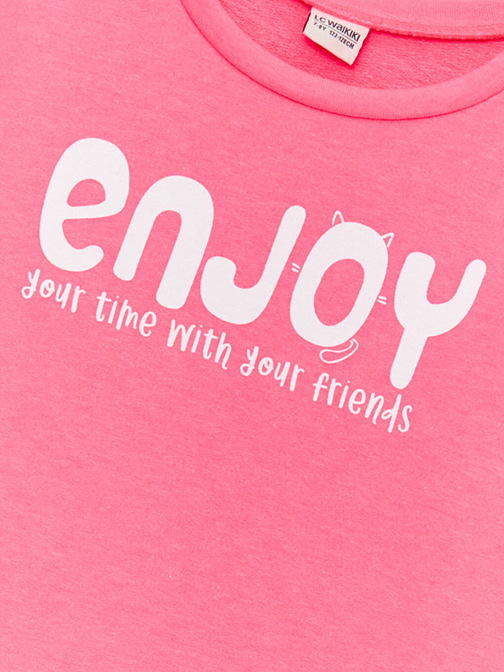 Pembe Bisiklet Yaka Baskılı Uzun Kollu Kız Çocuk Sweatshirt-5