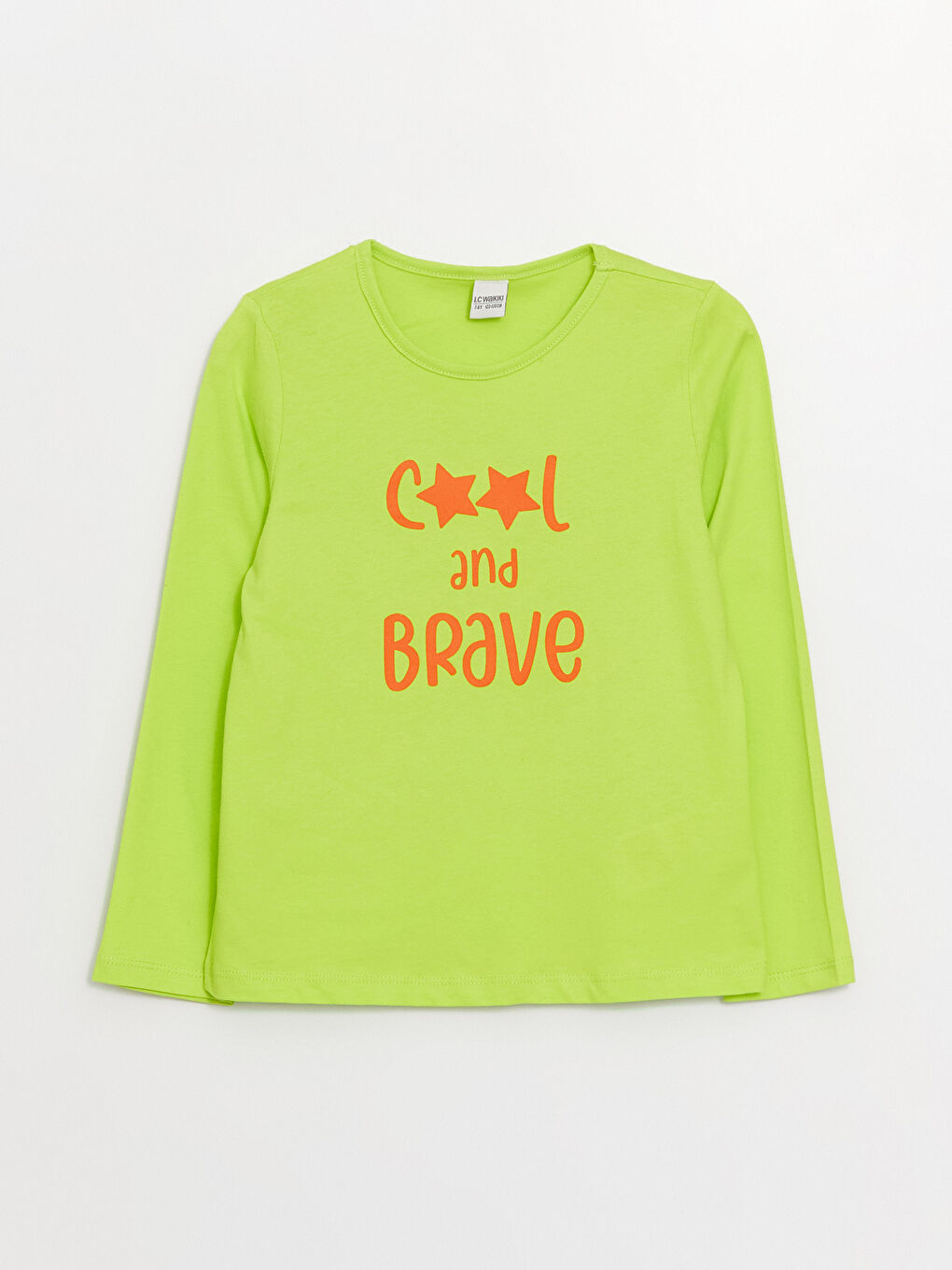 Yeşil Bisiklet Yaka Baskılı Uzun Kollu Kız Çocuk Tişört-4