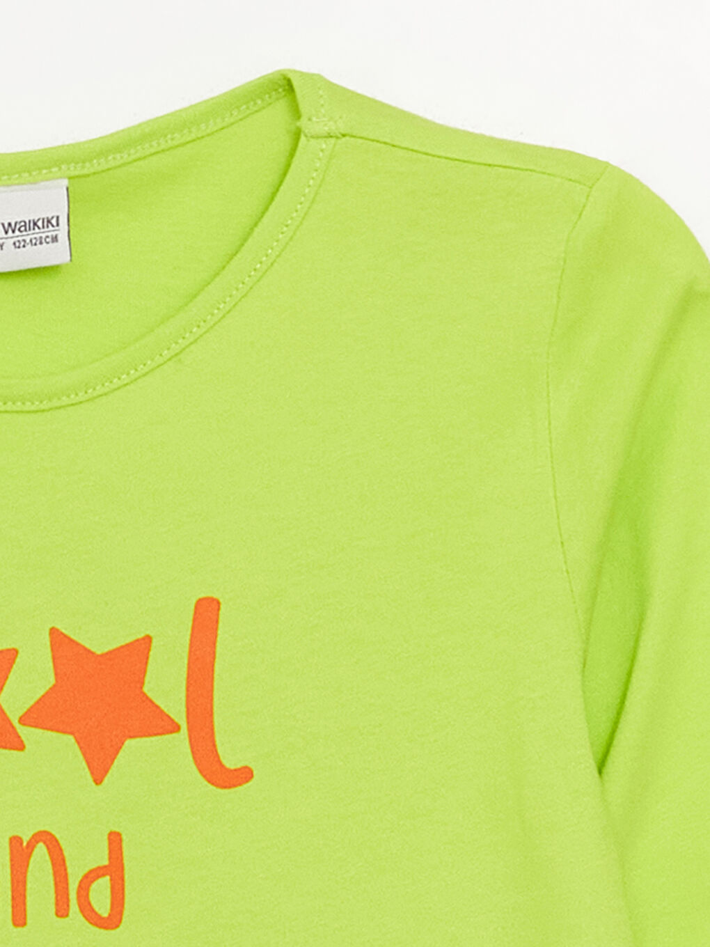 Yeşil Bisiklet Yaka Baskılı Uzun Kollu Kız Çocuk Tişört-5