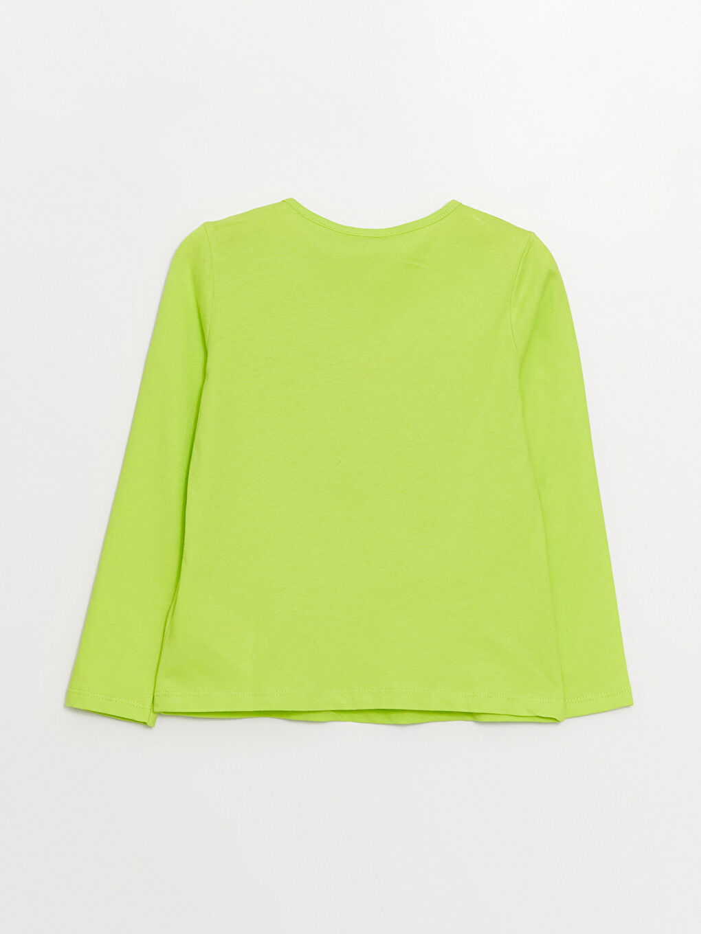 Yeşil Bisiklet Yaka Baskılı Uzun Kollu Kız Çocuk Tişört-6
