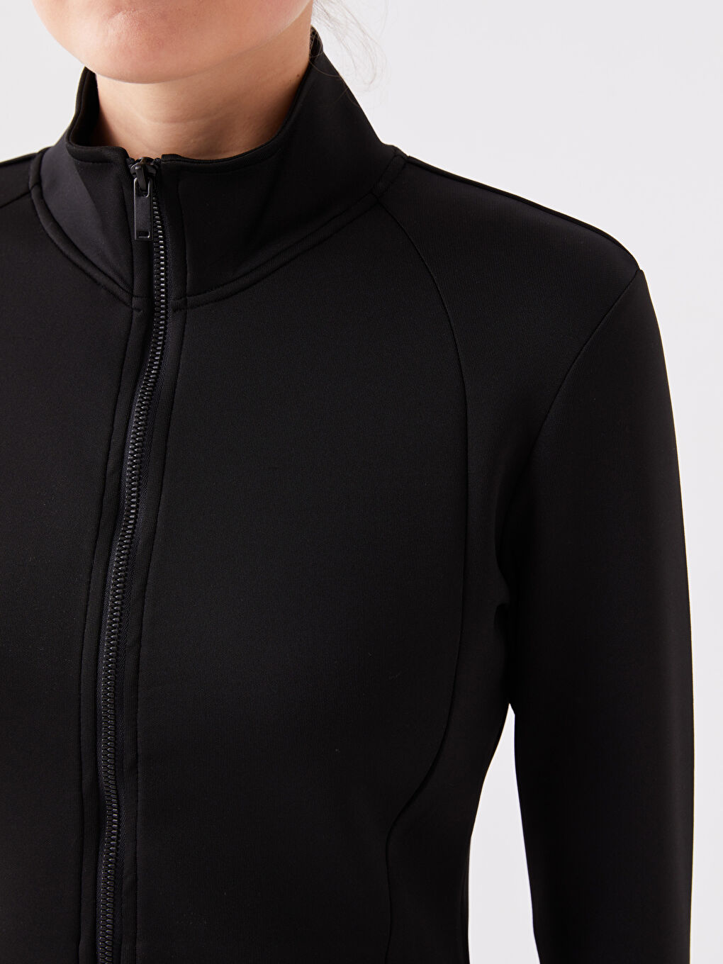 XSIDE ACTIVE Siyah Kadın Dik Yaka Düz Fermuarlı Sweatshirt - 3