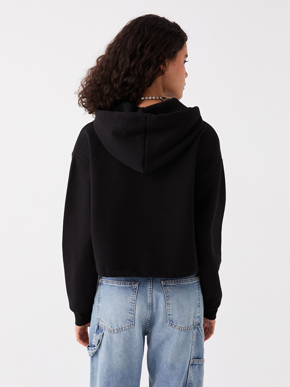 XSIDE ACTIVE Yeni Siyah Düz Oversize Kadın Hoodie - 4