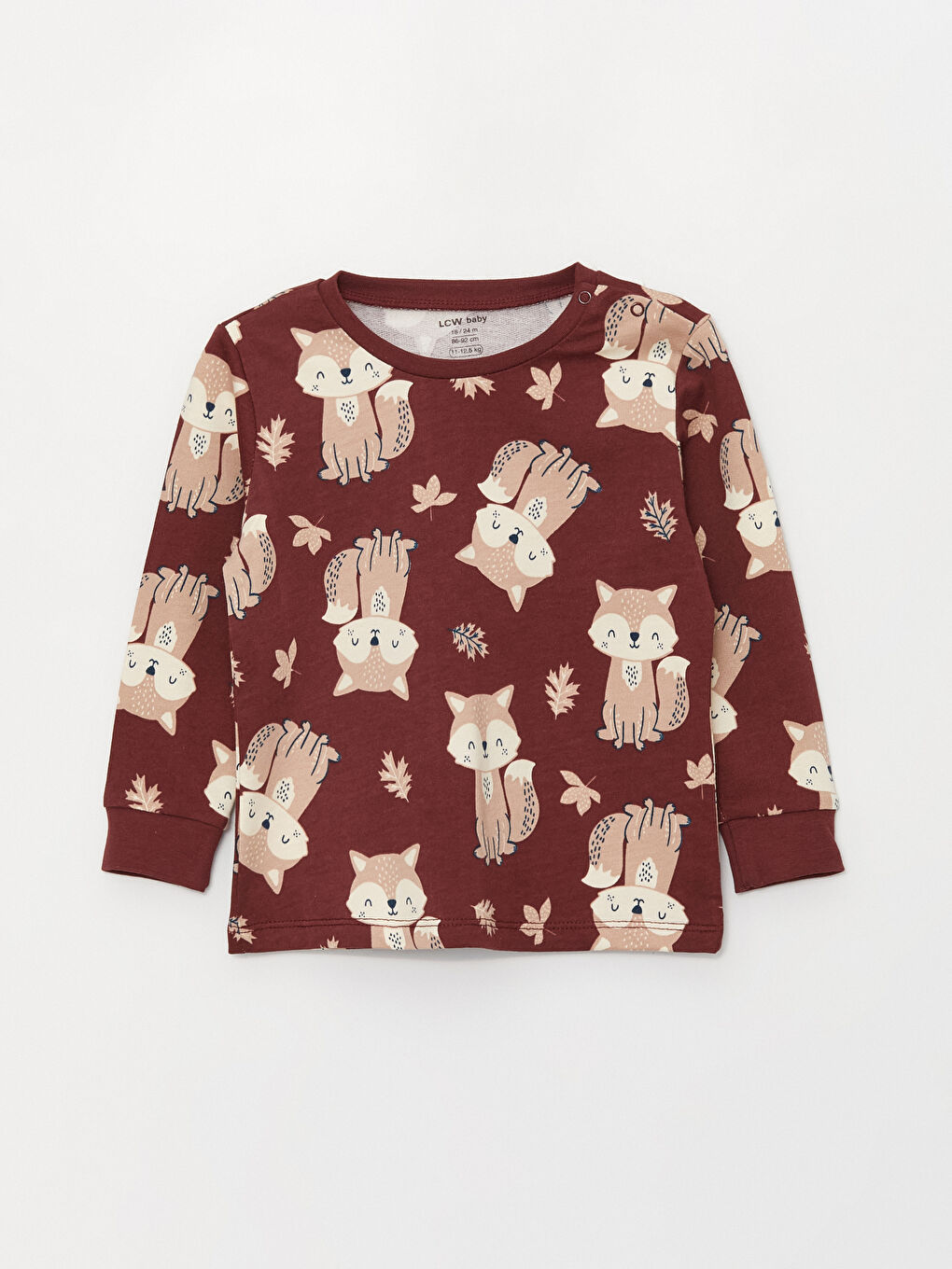 Bordo Bisiklet Yaka Uzun Kollu Erkek Bebek Pijama Takım 2'li-5