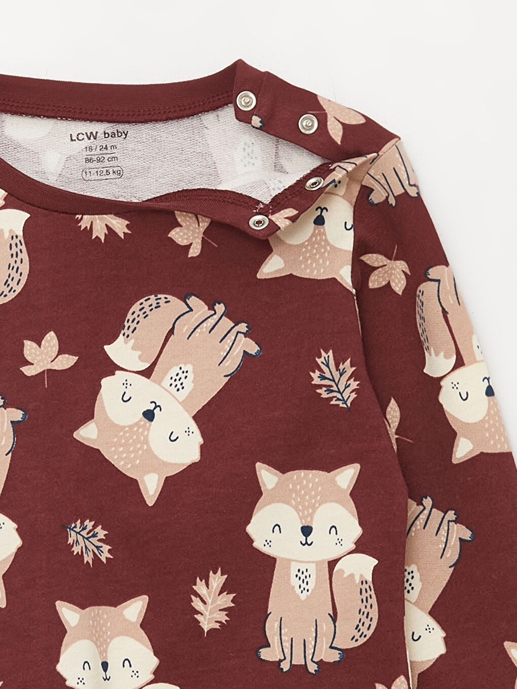 Bordo Bisiklet Yaka Uzun Kollu Erkek Bebek Pijama Takım 2'li-6