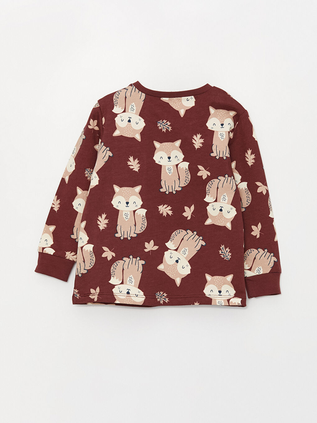 Bordo Bisiklet Yaka Uzun Kollu Erkek Bebek Pijama Takım 2'li-7